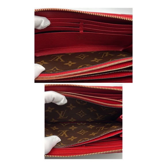 LOUIS VUITTON Zippy Long Wallet Retiro Around Monogram M61854 Red Cerise Purse - Picture 11 of 17